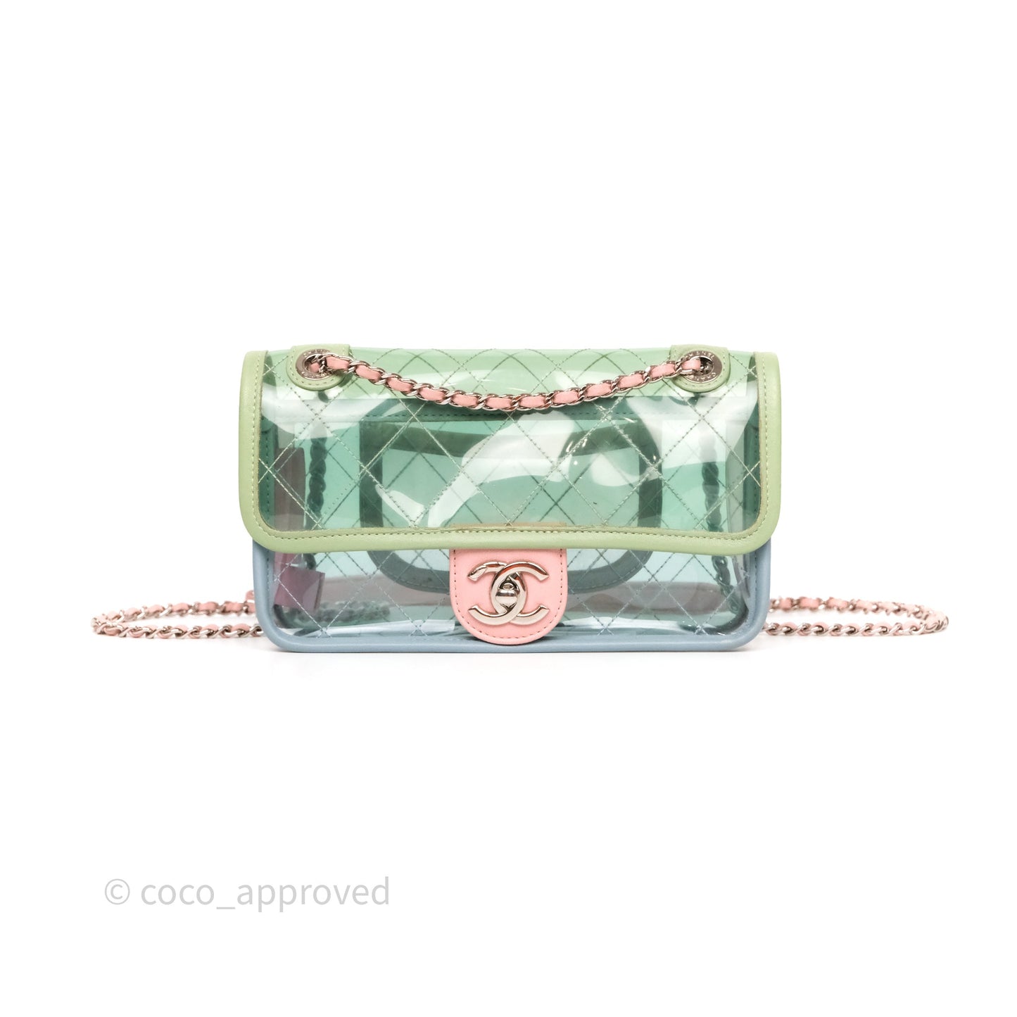 Chanel Coco Splash PVC Mini Flap Bag Blue/Green/Pink Silver Hardware