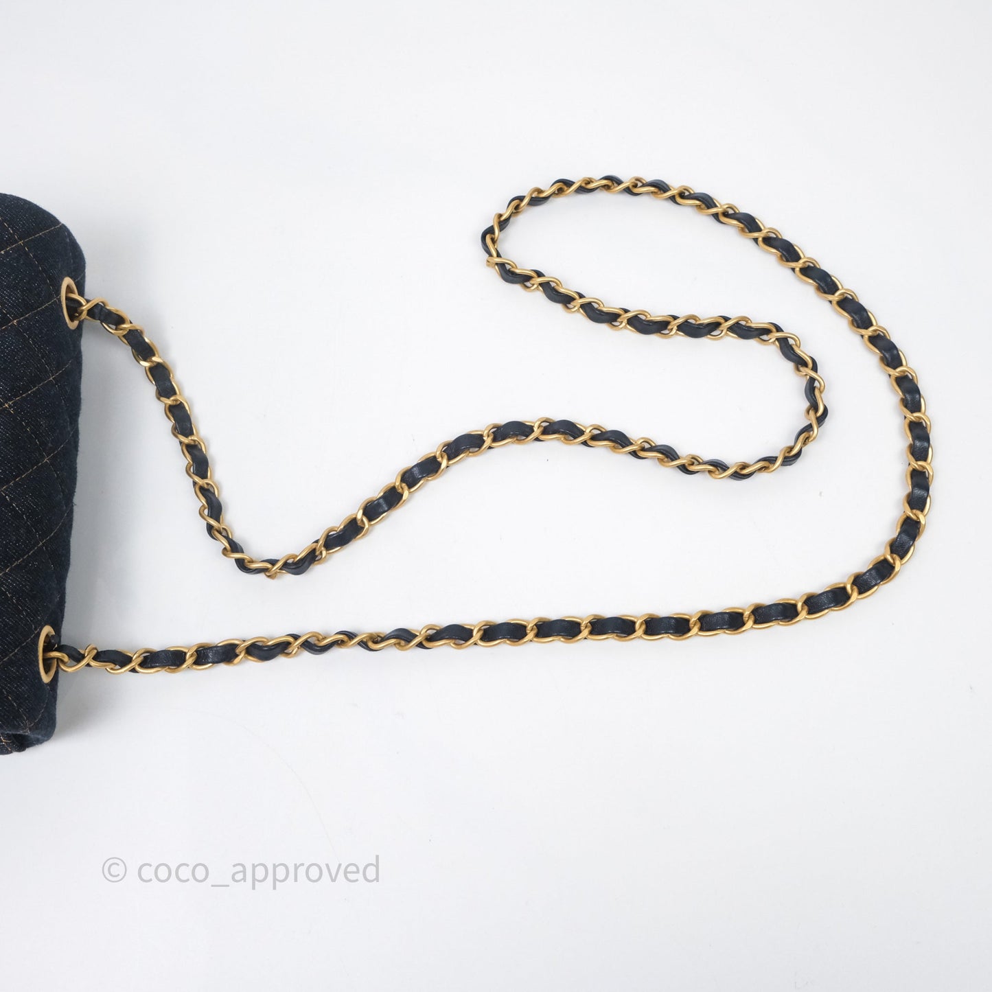 Chanel Mini Rectangular Quilted Dark Blue Denim Aged Gold Hardware