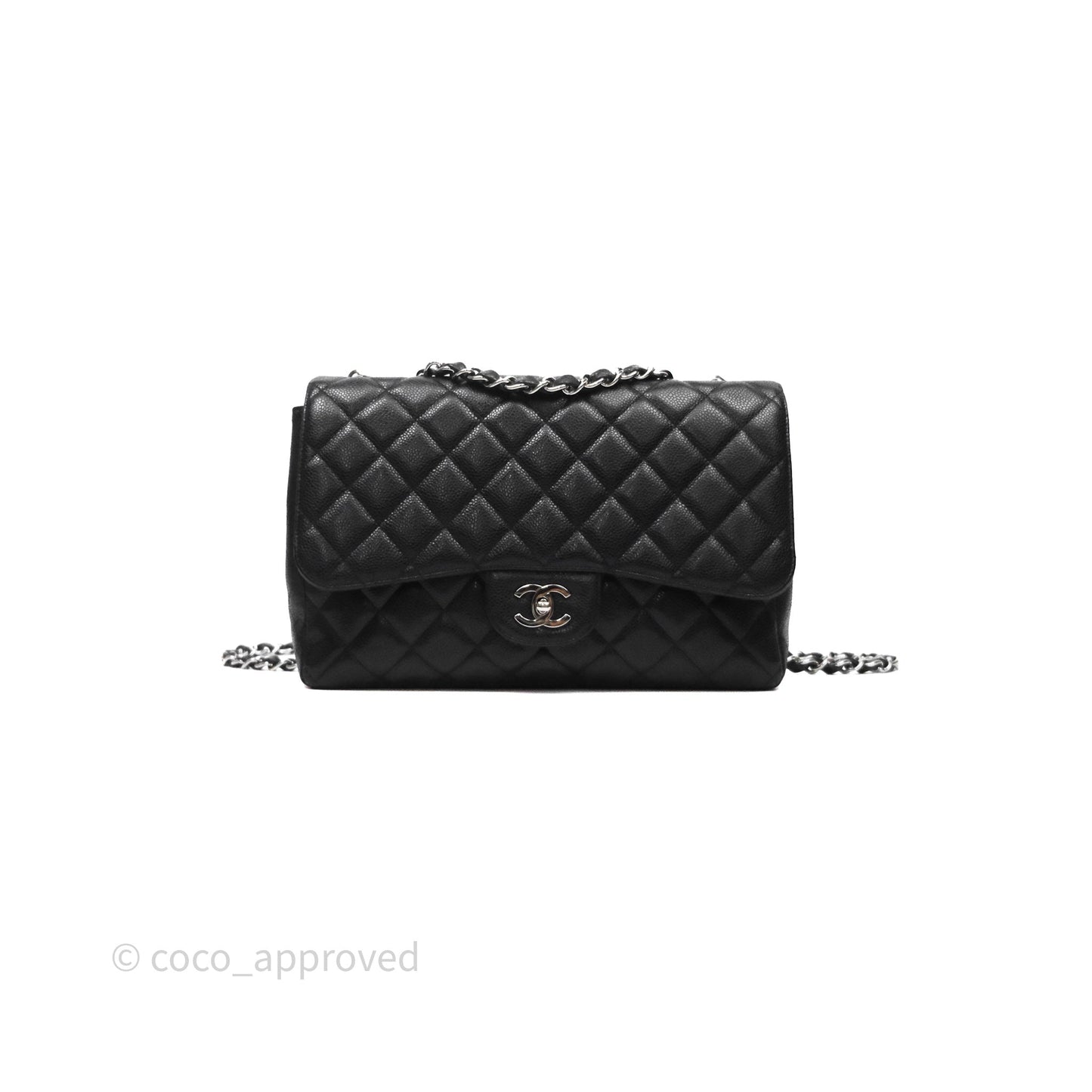 Chanel Jumbo Single Flap Black Caviar Silver Hardware