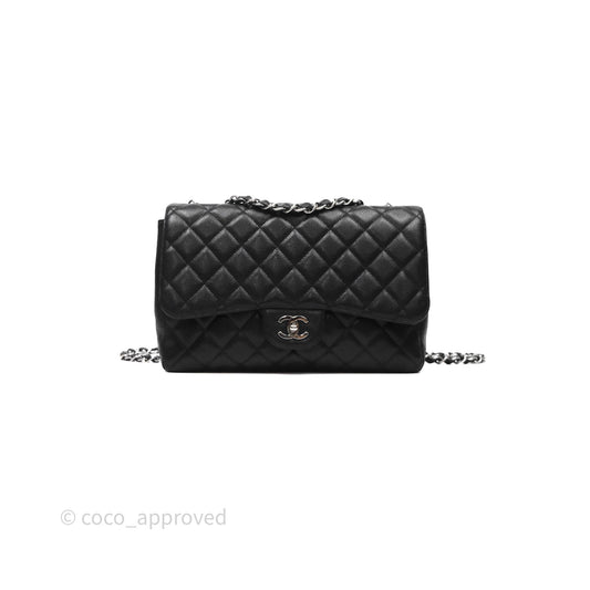 Chanel Jumbo Single Flap Black Caviar Silver Hardware
