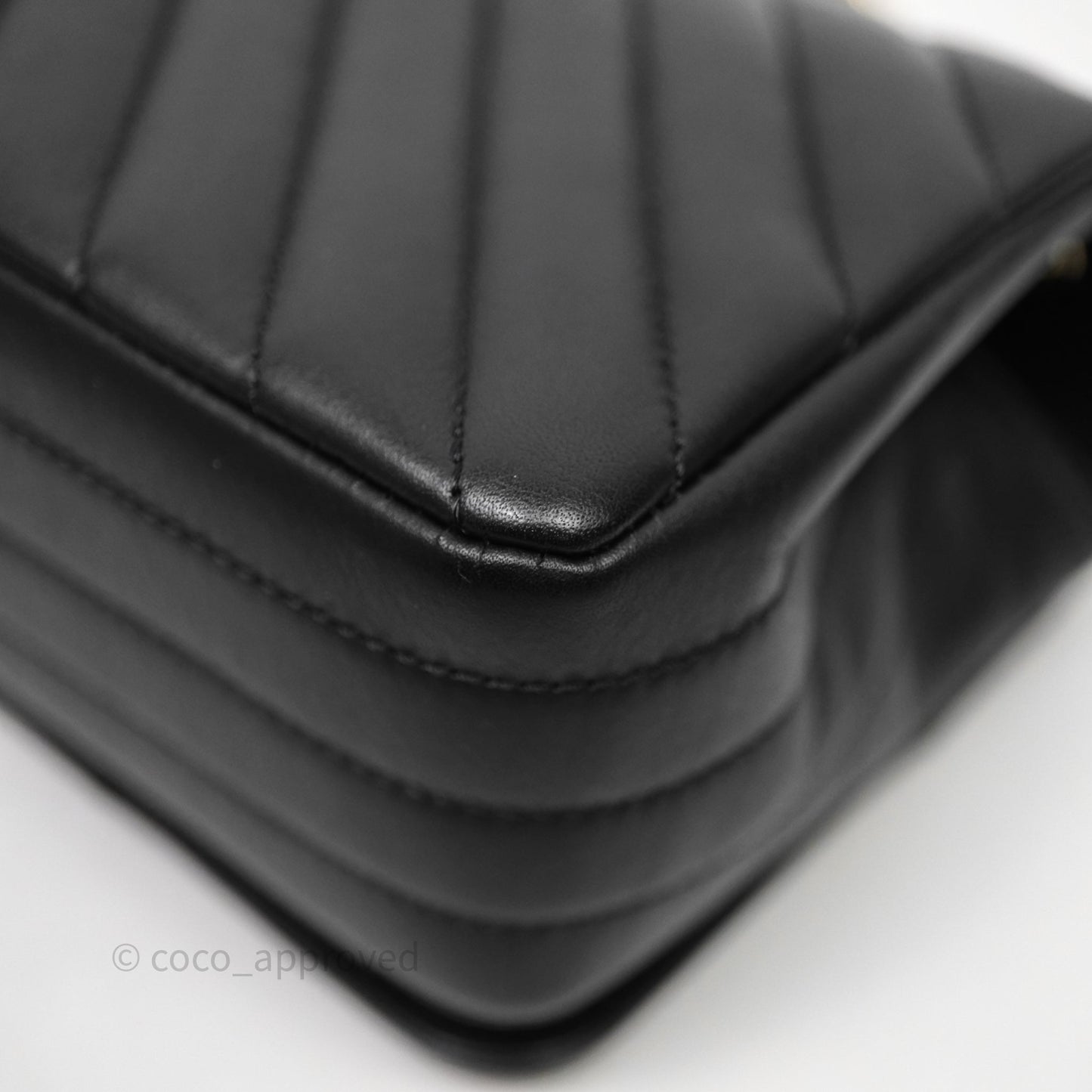 Chanel Black Lambskin Chevron Quilted Statement Flap Bag Light Gold Hardware