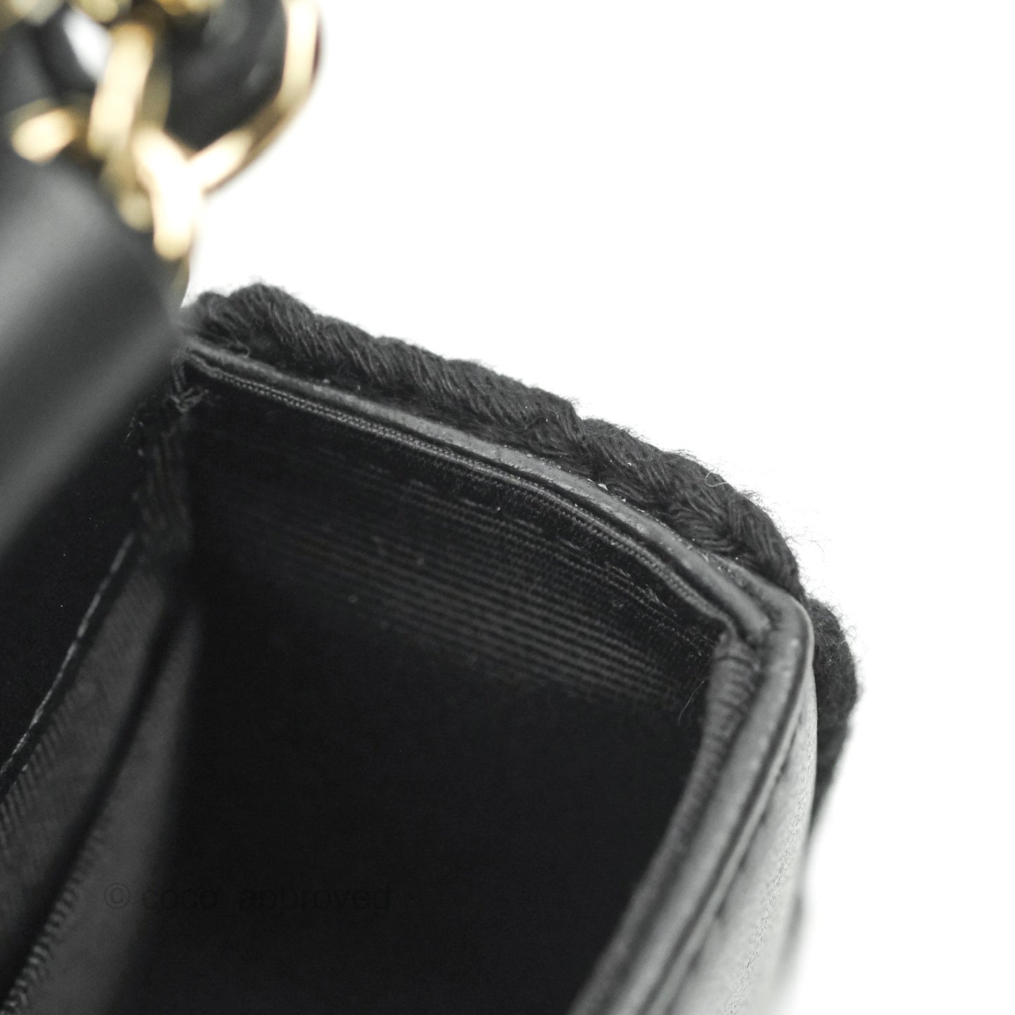 Chanel Mini Bag Black Lambskin Crochet Gold Hardware 22C