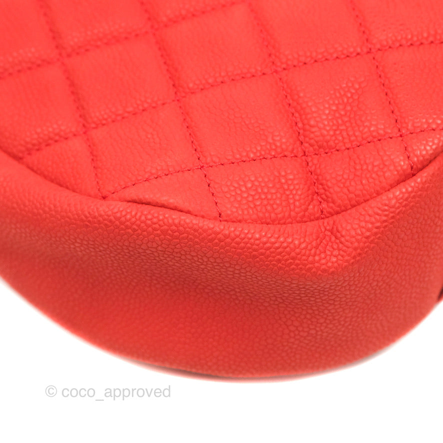 Chanel Country Chic Messenger Flap Bag Red Matte Caviar Ruthenium Hardware
