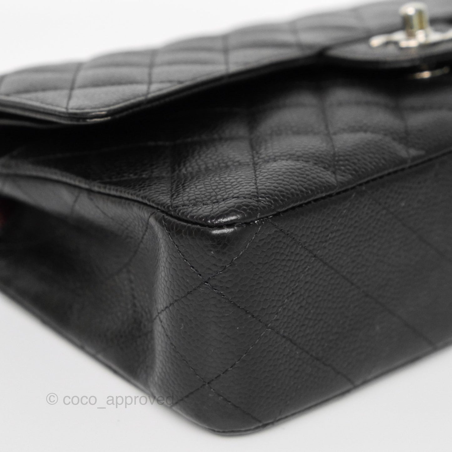 Chanel Classic M/L Medium Flap Quilted Black Caviar Silver Hardware