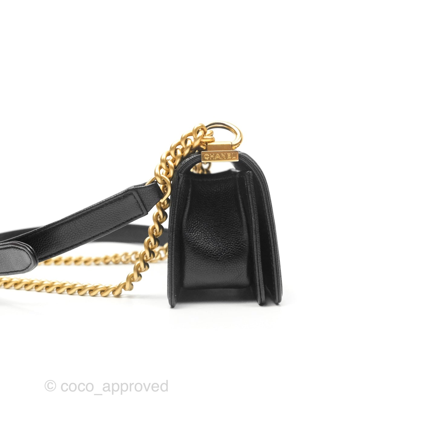Chanel Mini Boy Black Caviar Aged Gold Hardware
