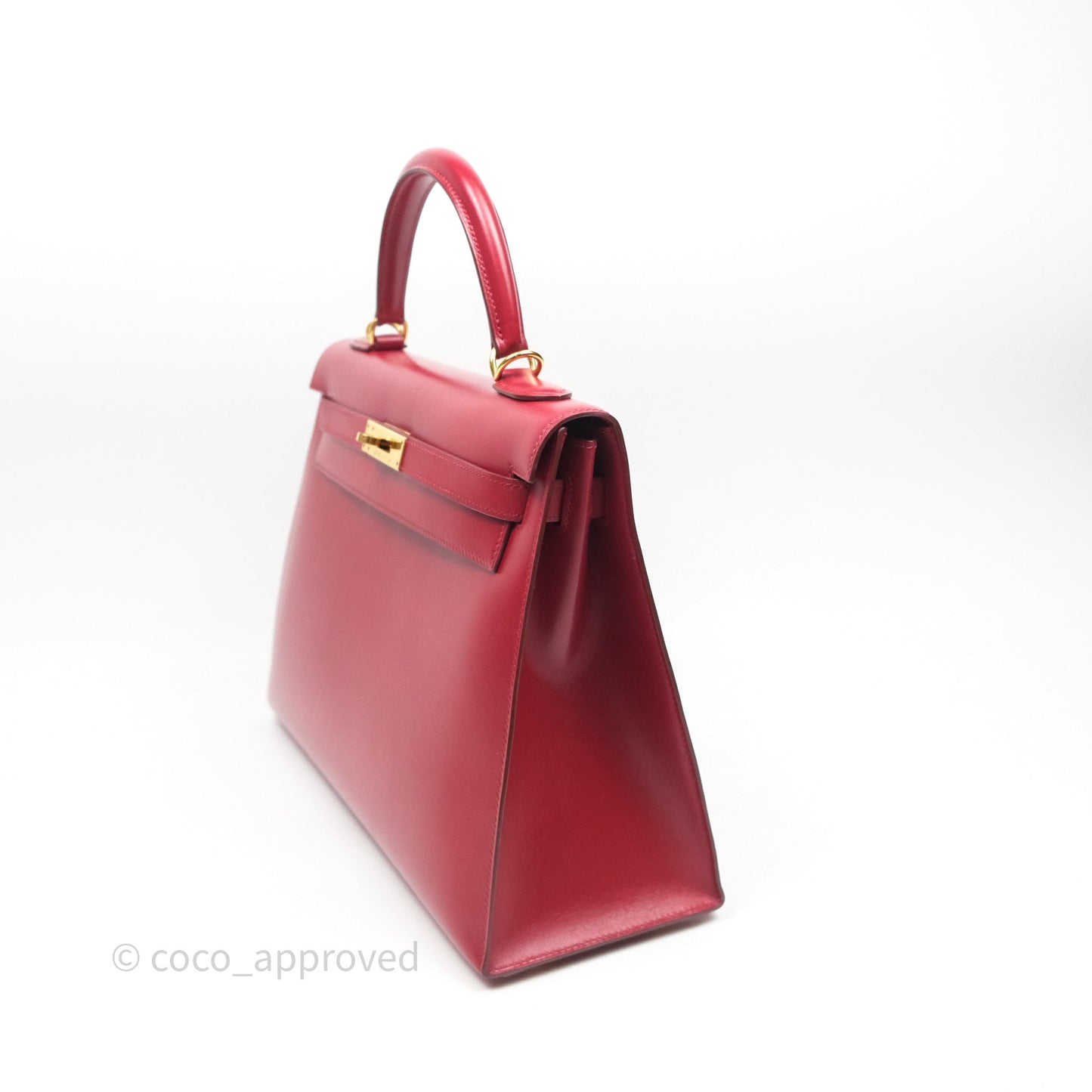 Hermès Vintage Kelly 32 Sellier Rouge Hermes 55 Box Leather Gold Hardware