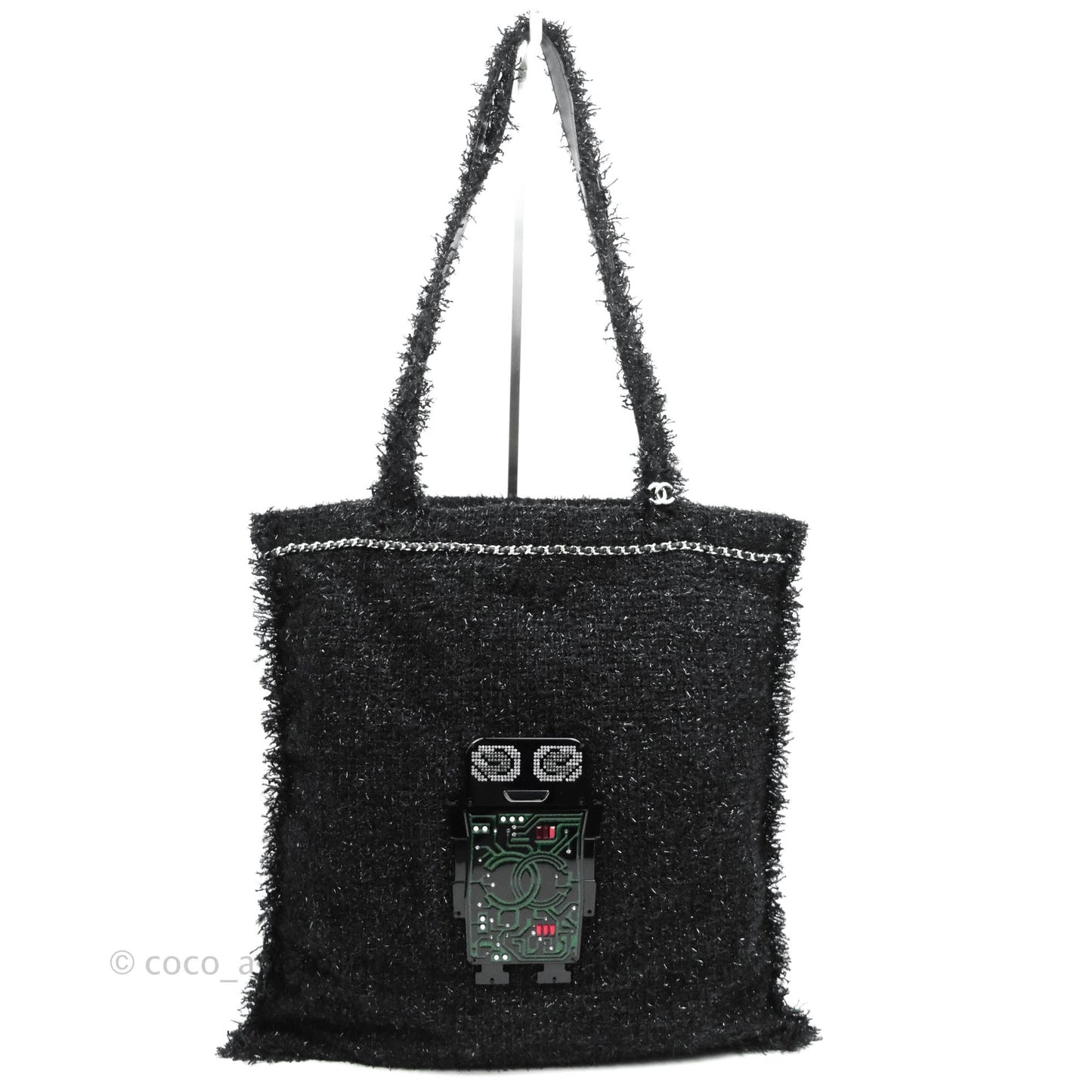 Chanel Large Tweed Resin Robot Tote Bag Black