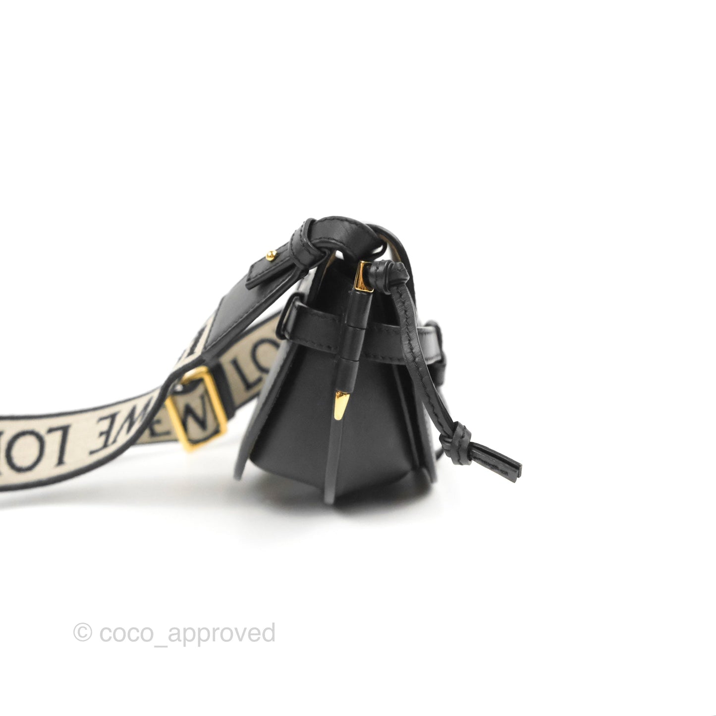 Loewe Mini Gate Dual Bag in Soft Calfskin & Jacquard Strap Black