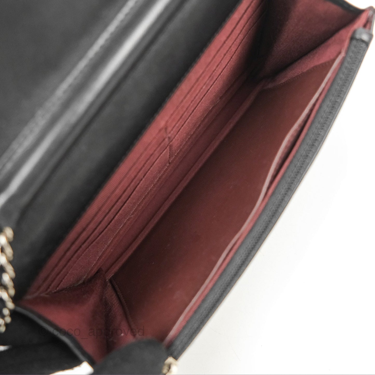 Chanel Quilted Classic Wallet On Chain WOC Black Lambskin Silver Hardware
