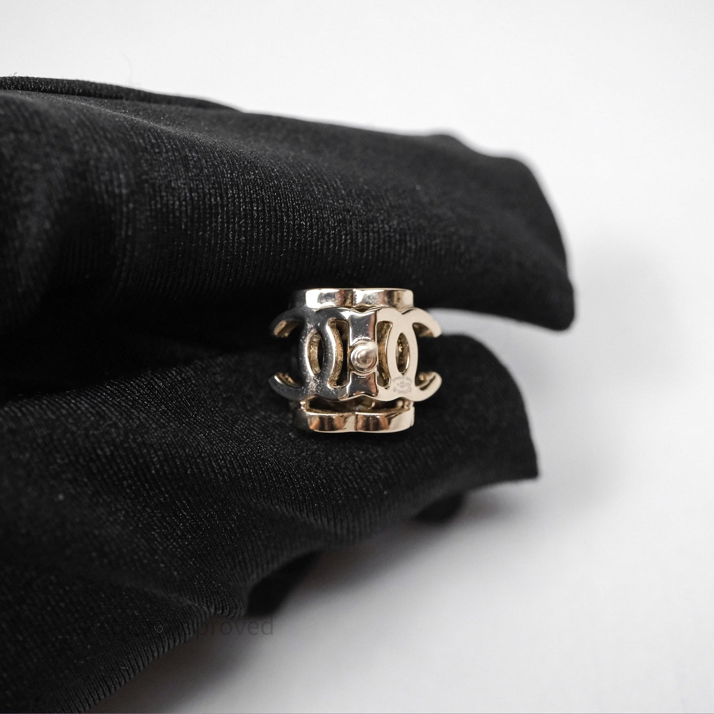 Chanel CC Gold/Black Cube Earrings Gold Tone 22K