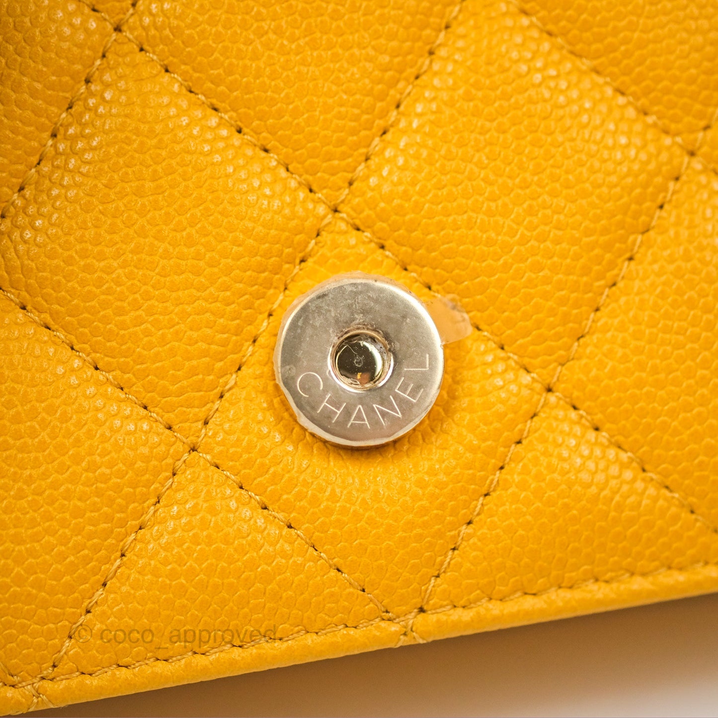 Chanel Mini Wallet With Chain Yellow Caviar Gold Hardware