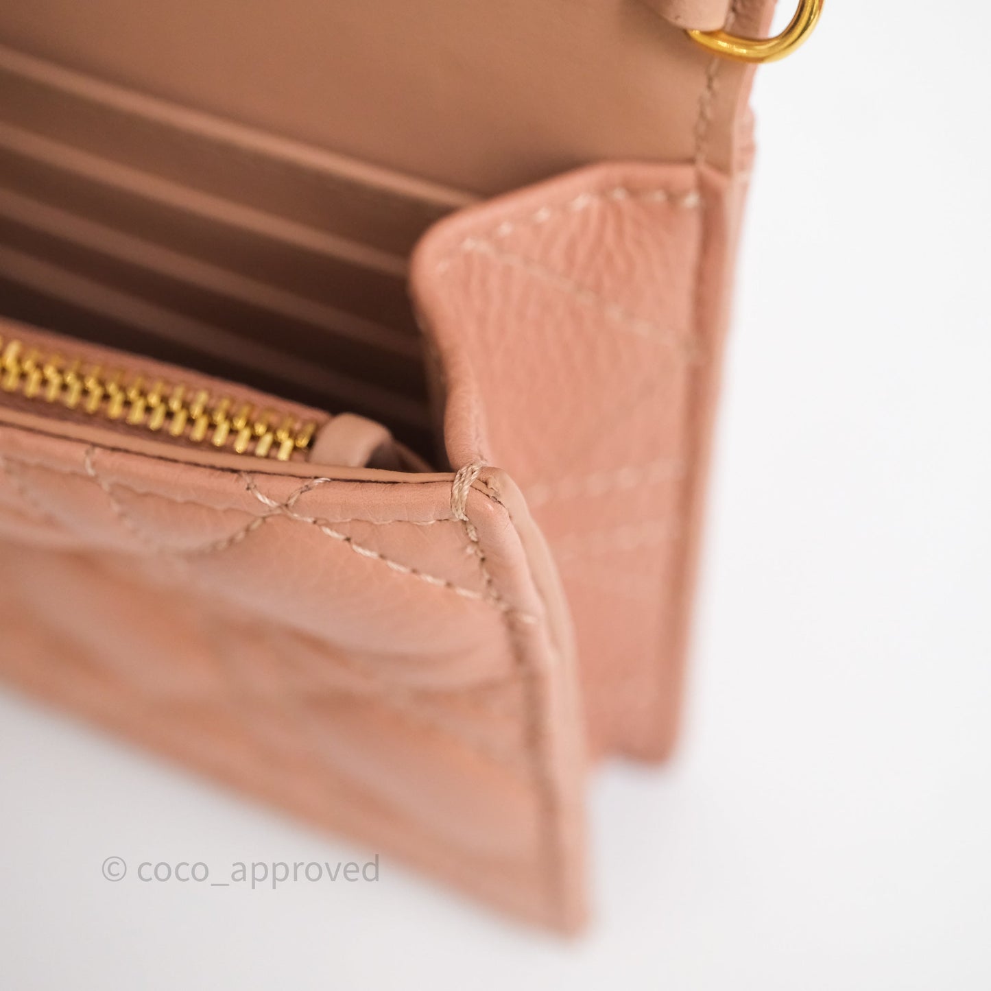 Christian Dior Caro Pouch with Chain In Supple Pink Cannage Calfskin