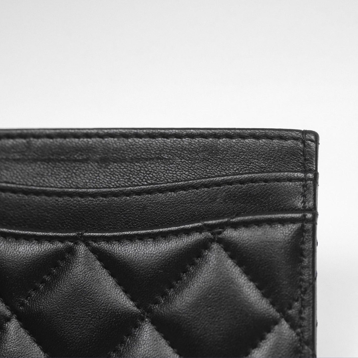 Chanel Classic Flat Card Holder Black Lambskin Silver Hardware