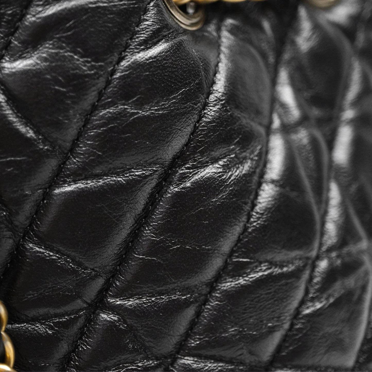 Chanel Small Chevron Gabrielle Backpack Black Aged Calfskin