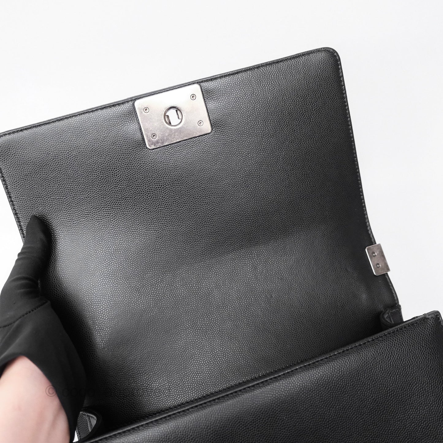 Chanel Medium Boy Quilted Black Caviar Ruthenium Hardware