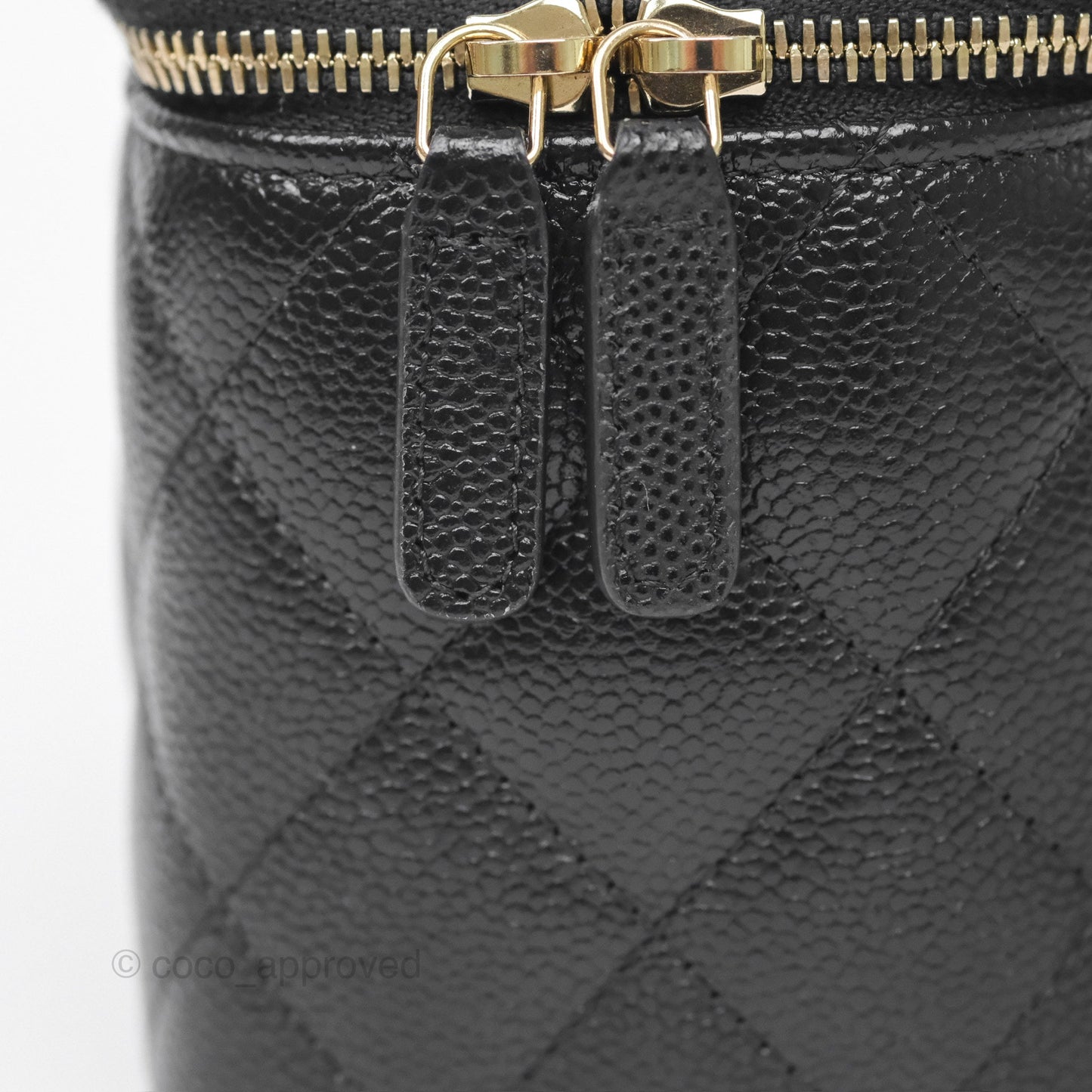 Chanel Logo Top Handle Vanity Rectangular Black Caviar Aged Gold Hardware