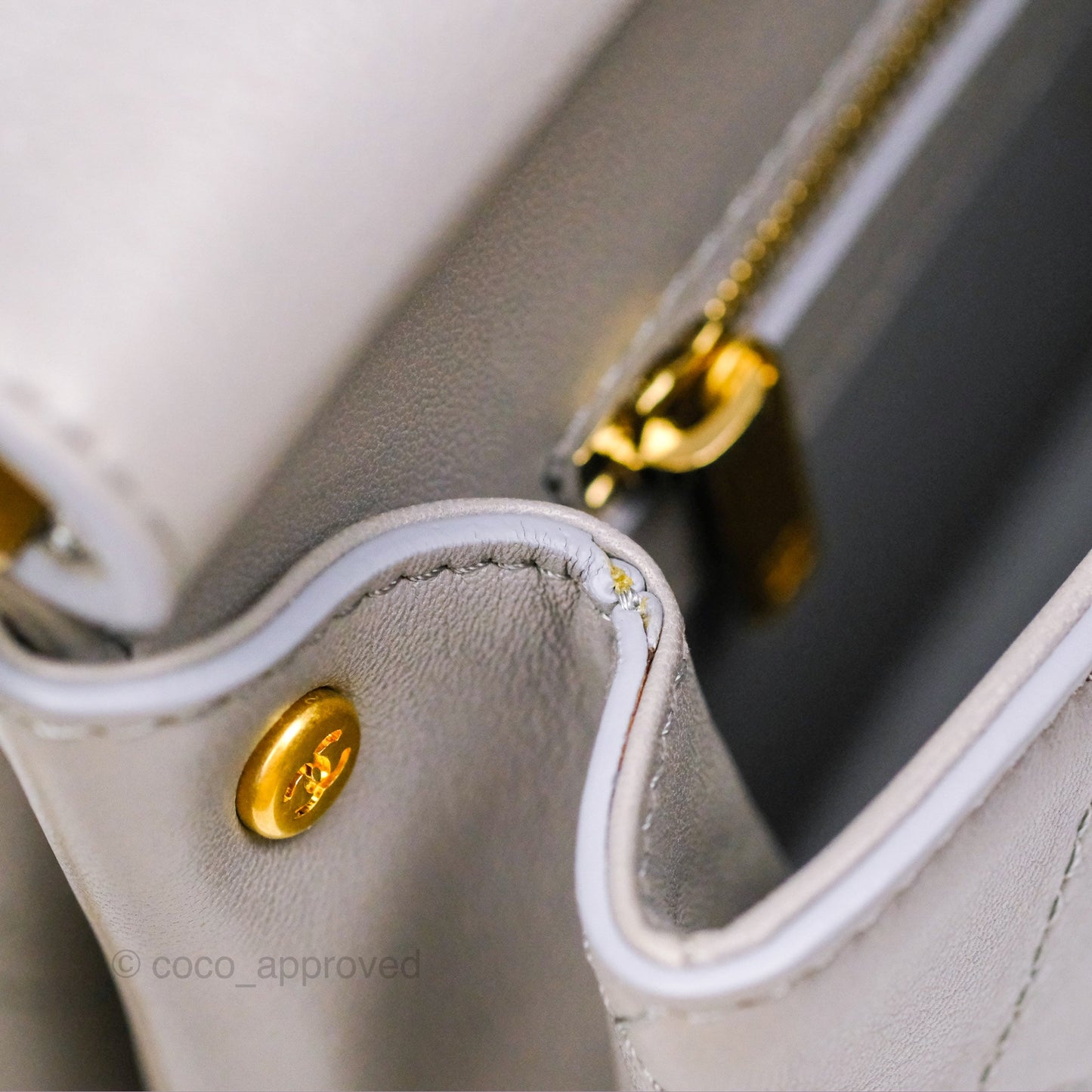 Chanel Small Quilted Coco Luxe Flap Bag Grey Calfskin Aged Gold Hardware