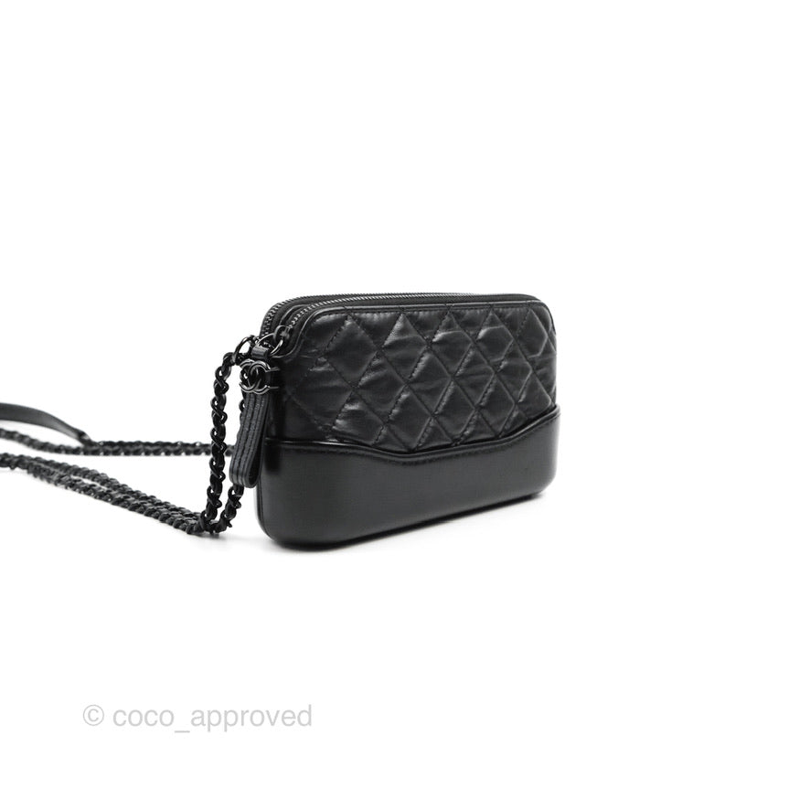 Chanel Gabrielle Clutch With Chain Aged Calfskin So Black