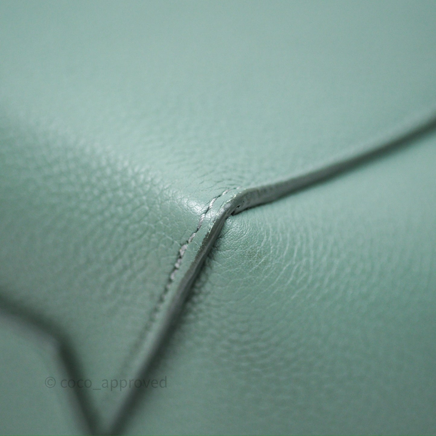 Celine Small Sangle Bucket Bag Light Green Celadon Grained Calfskin Silver Hardware