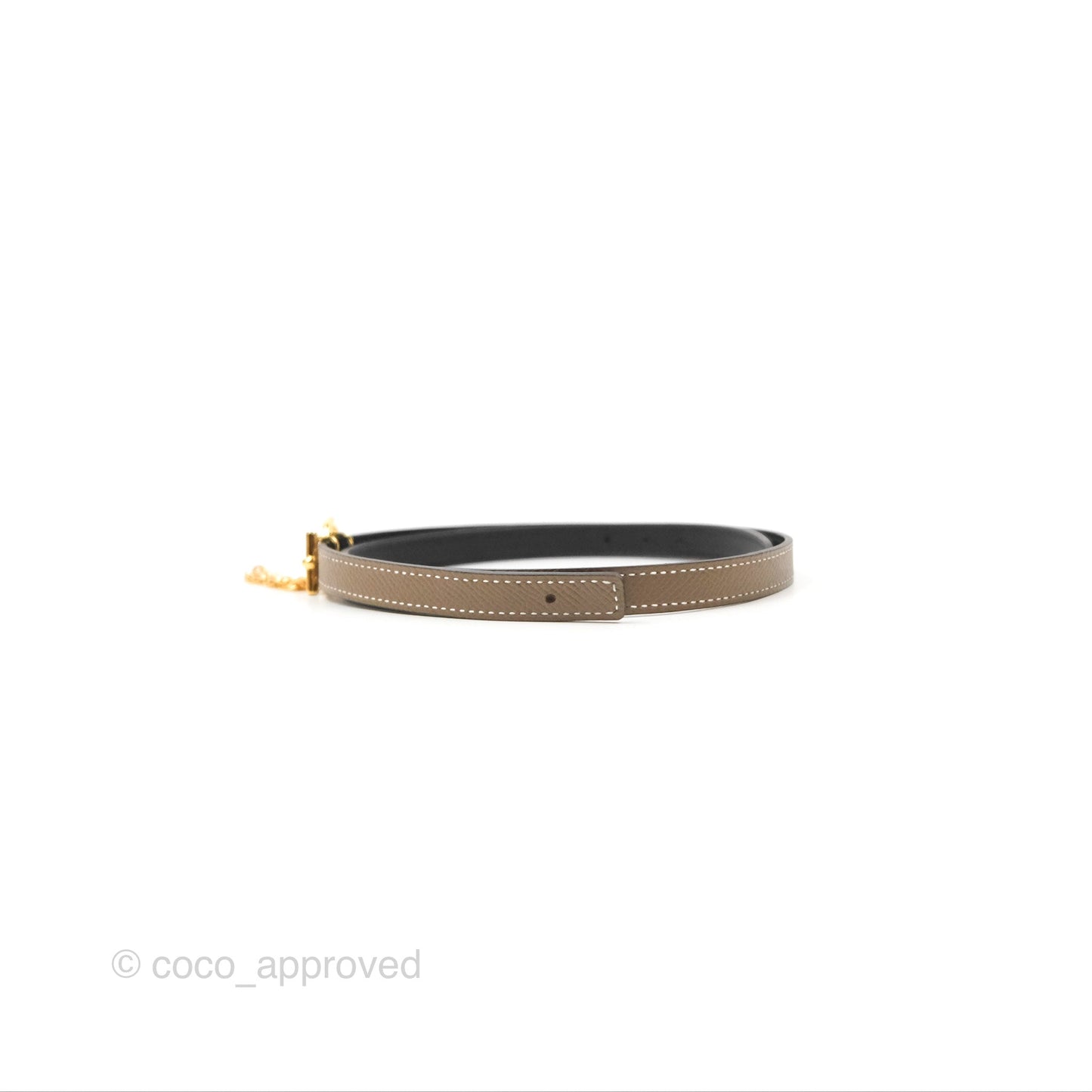 Hermes Carrousel Belt Buckle & Reversible Leather Strap 13mm Etoupe Black
