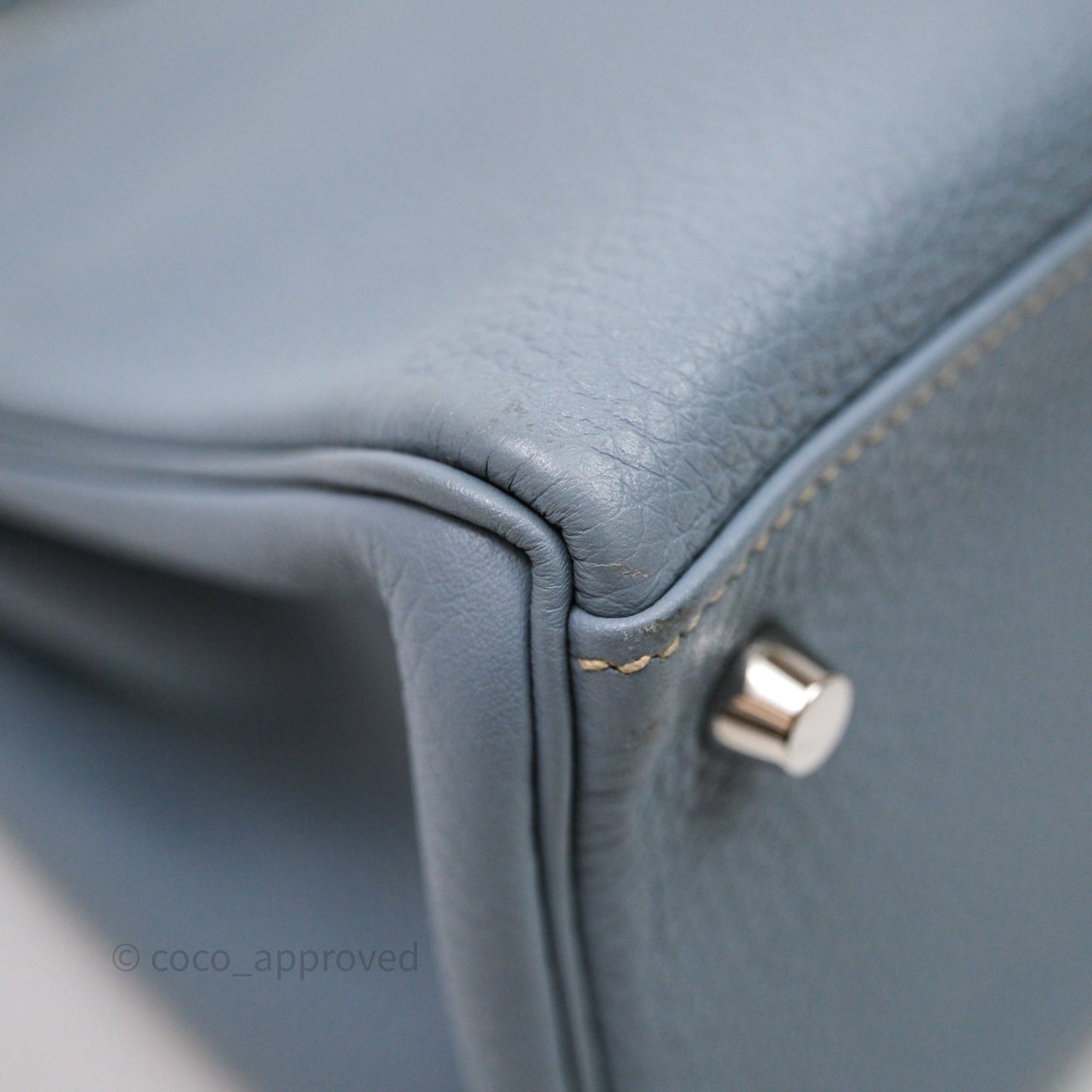 Hermès Kelly 28 Bleu Lin J7 Togo Palladium Hardware