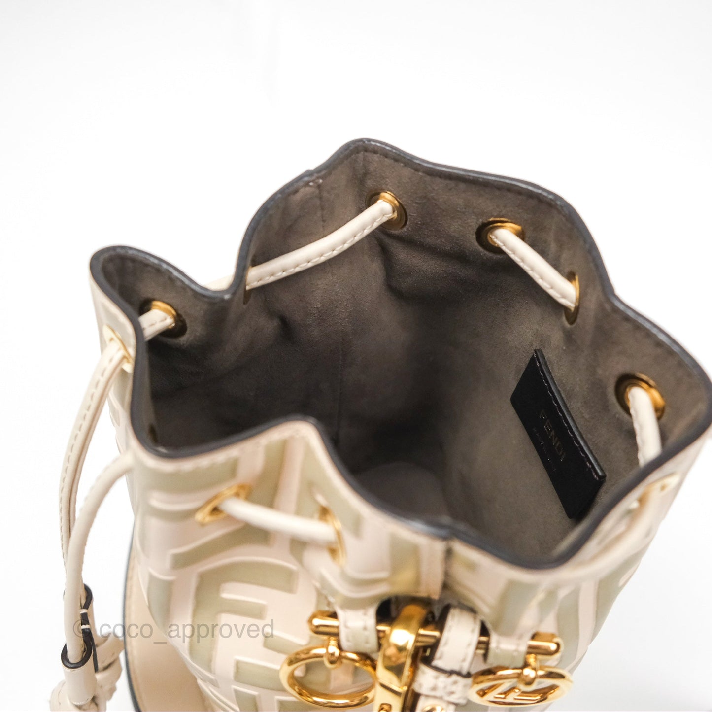 Fendi Mini Mon Tresor Bucket Bag FF Motif Beige