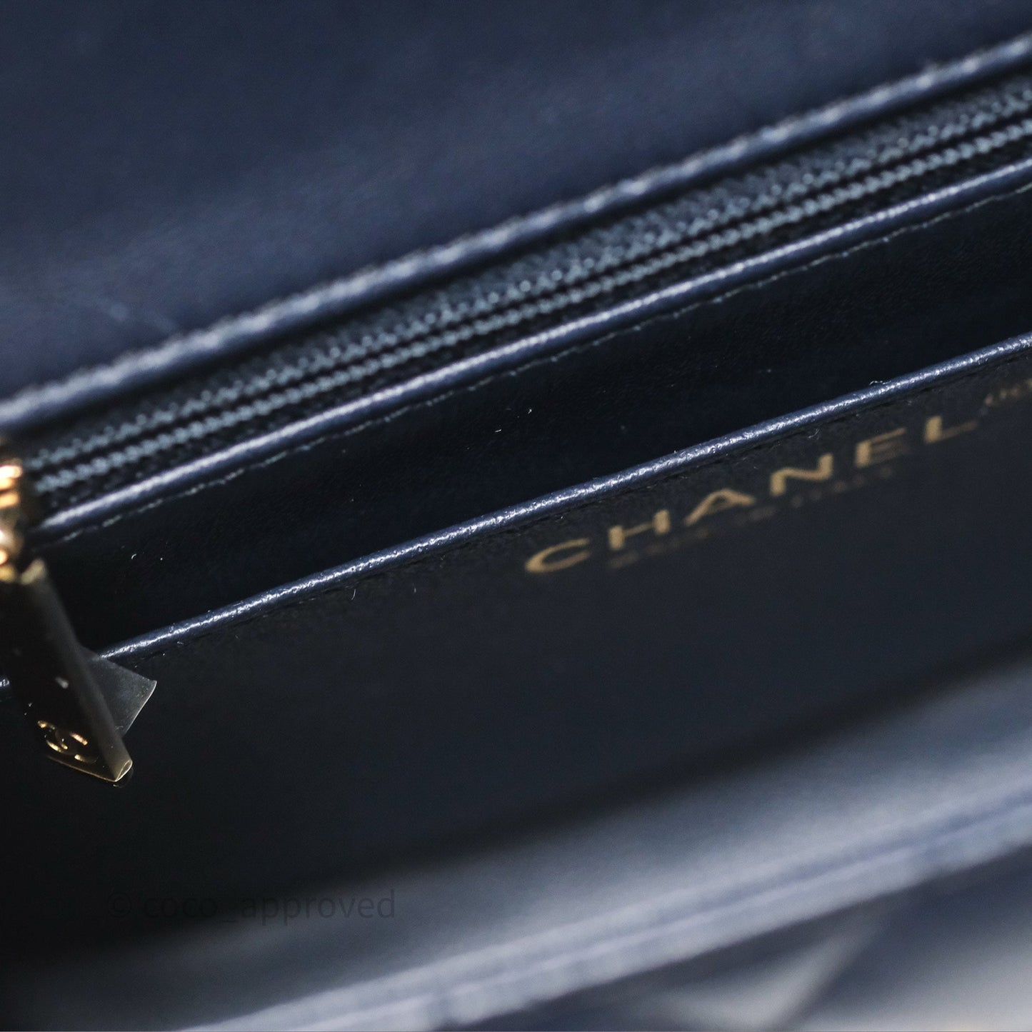 Chanel Mini Square Flap Quilted Navy Lambskin Gold Hardware
