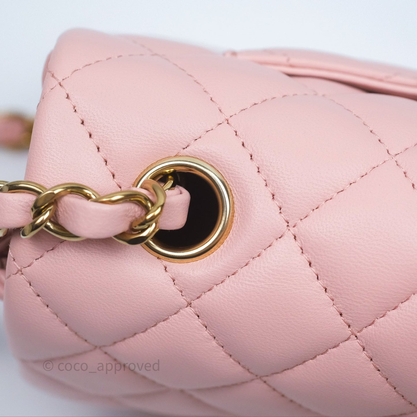 Chanel Quilted Mini Rectangular Flap Pink Lambskin Gold Hardware