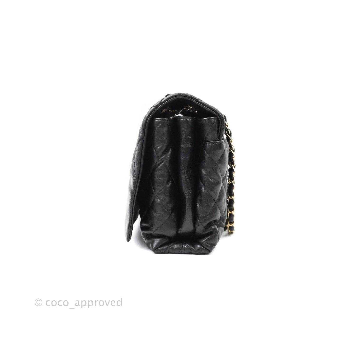 Chanel Soft Elegance Flap Bag Calfskin Black Aged Gold Hardware 14K