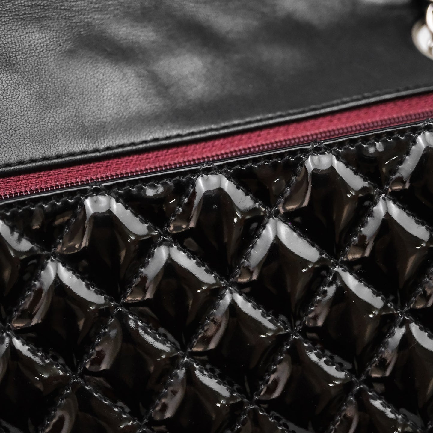 Chanel Quilted Medium Flap Black Patent Silver Hardware