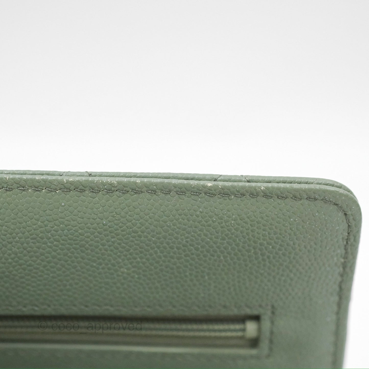 Chanel Classic Quilted Wallet On Chain WOC Glitter Dark Tiffany Green Caviar Aged Gold Hardware