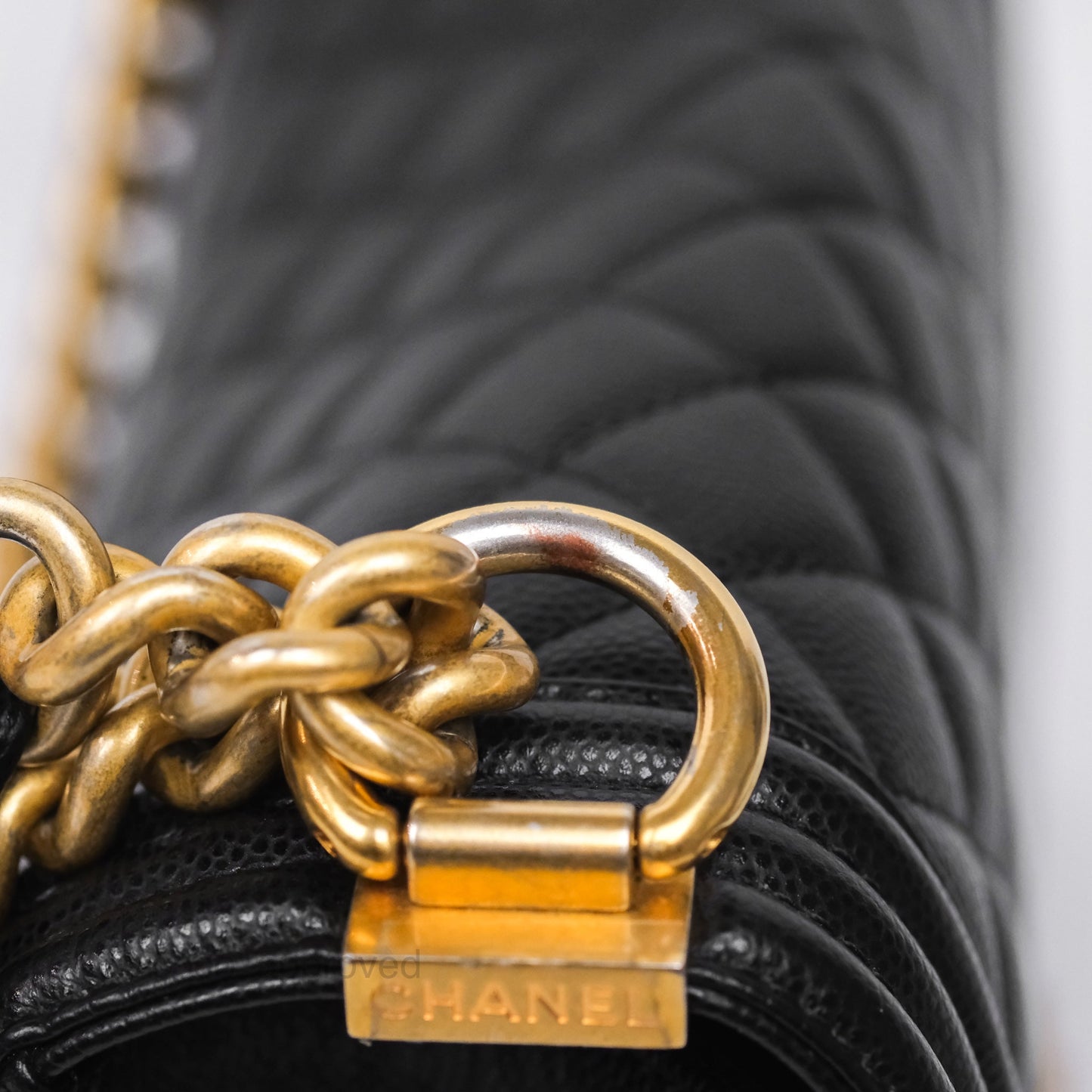 Chanel Medium Boy Quilted Black Caviar Aged Gold Hardware