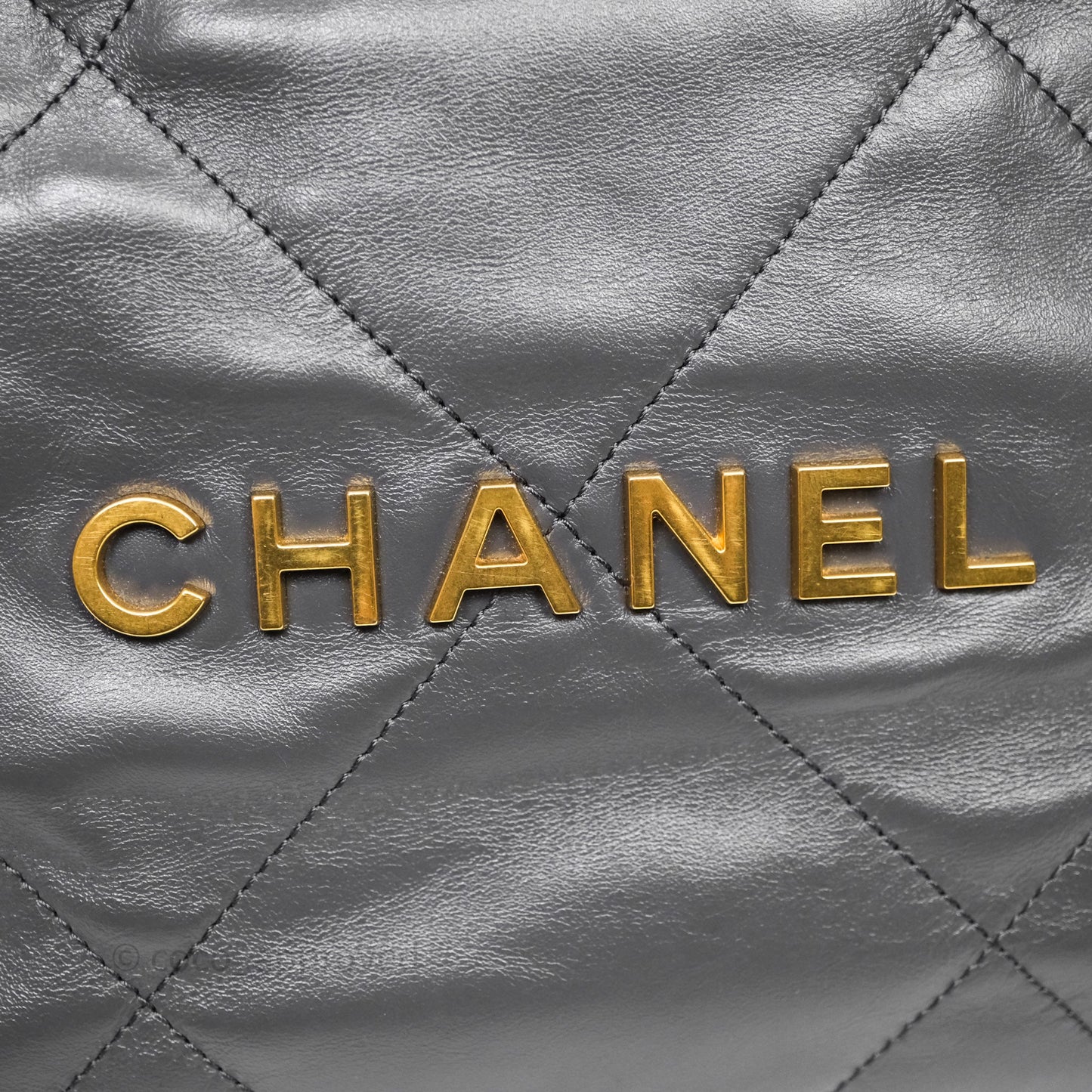 Chanel 22 Bag Medium Dark Grey Calfskin Gold Hardware