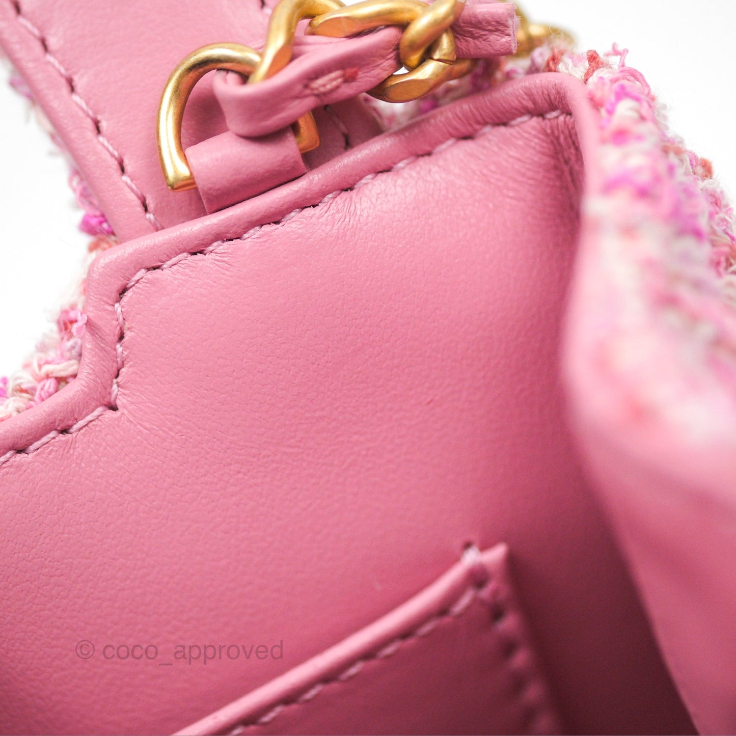 Chanel Kelly Bag Pink Tweed Aged Gold Hardware