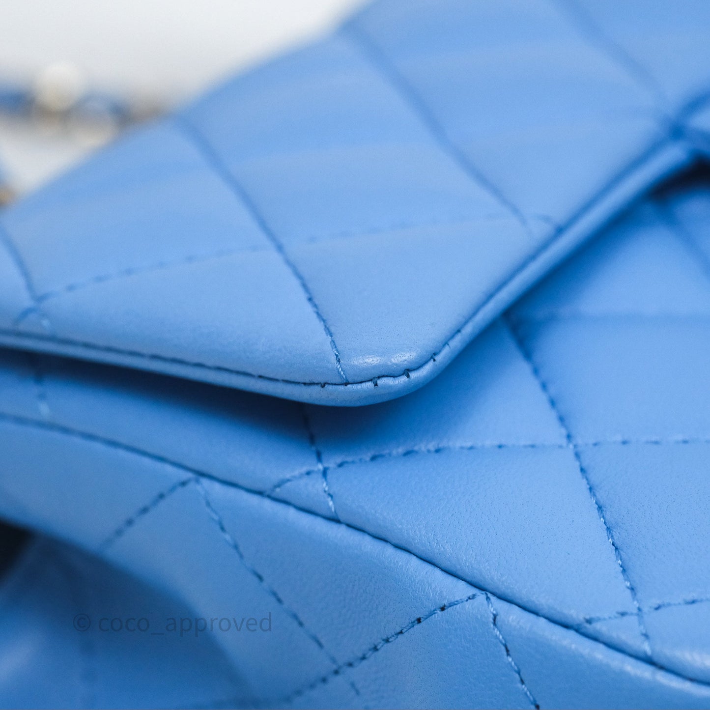 Chanel Top Handle Mini Rectangular Flap Blue Lambskin Gold Hardware