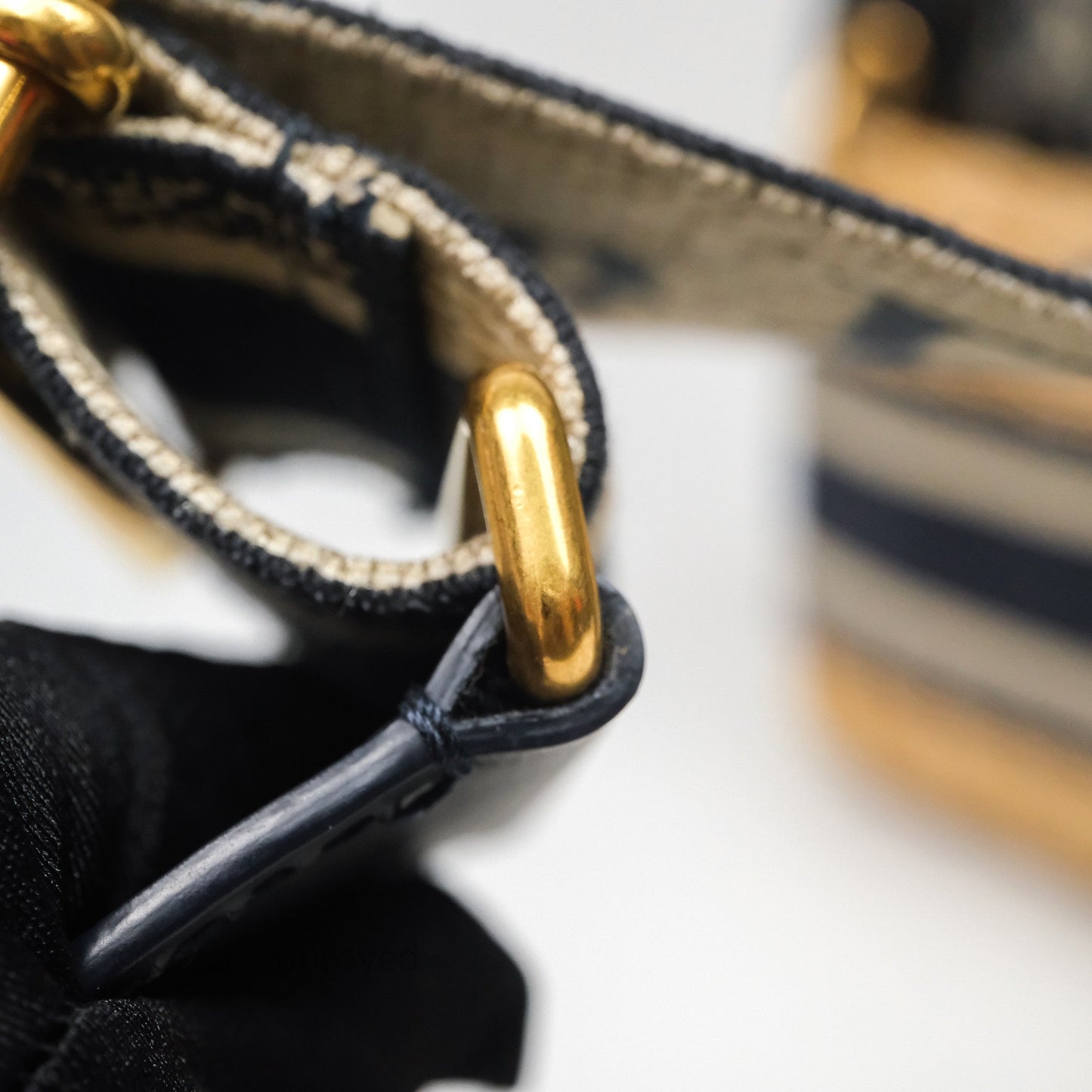 Christian Dior Mini Lady Dior Natural Rattan and Blue Dior Oblique Jacquard