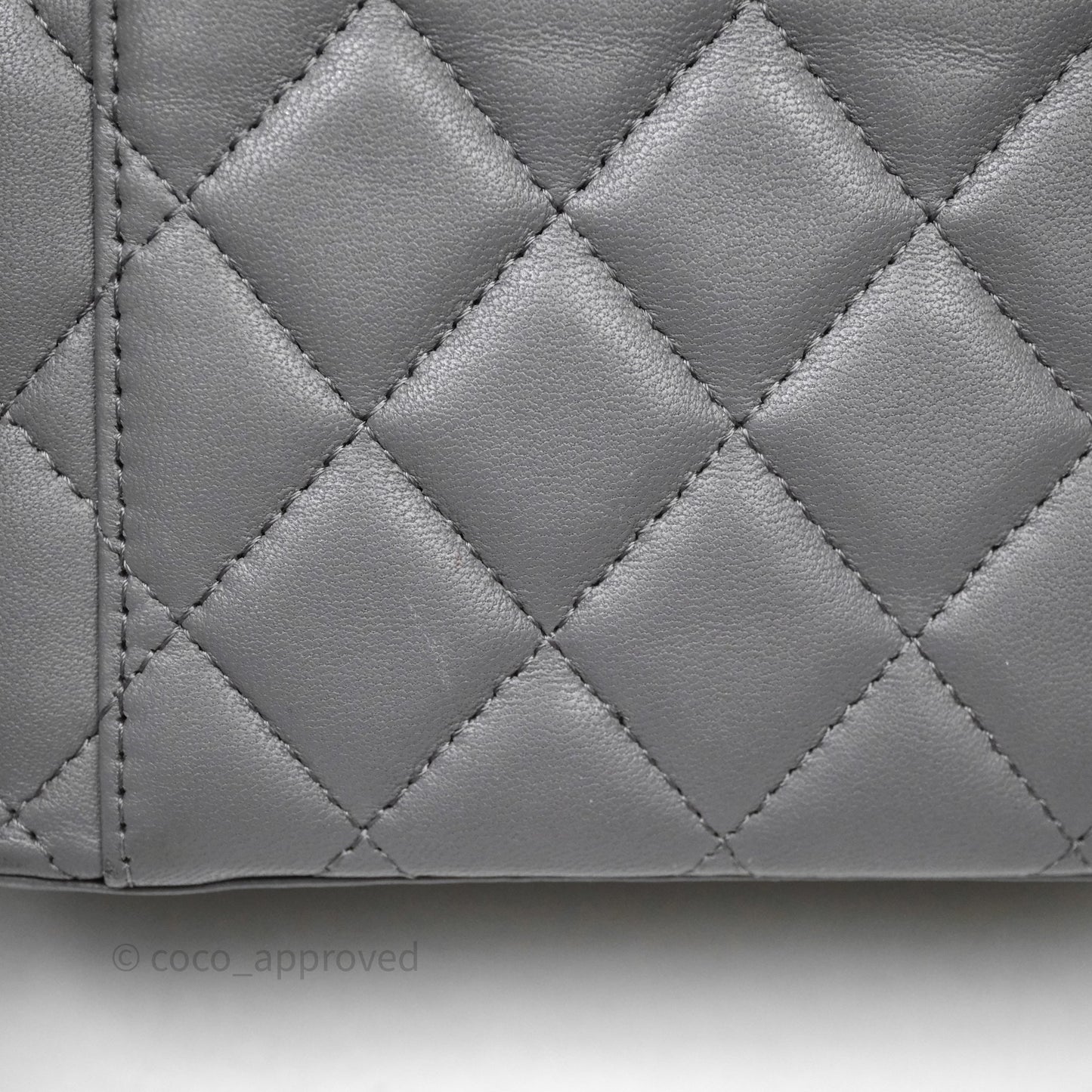 Chanel Vanity Rectangular Top Handle Grey Lambskin Gold Hardware
