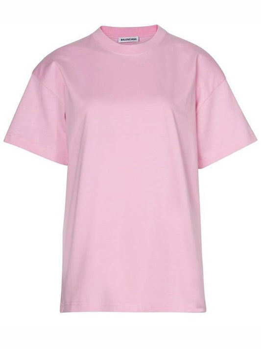 Luxury Balenciaga Women's Logo Cotton Short Sleeve T-Shirt Pink