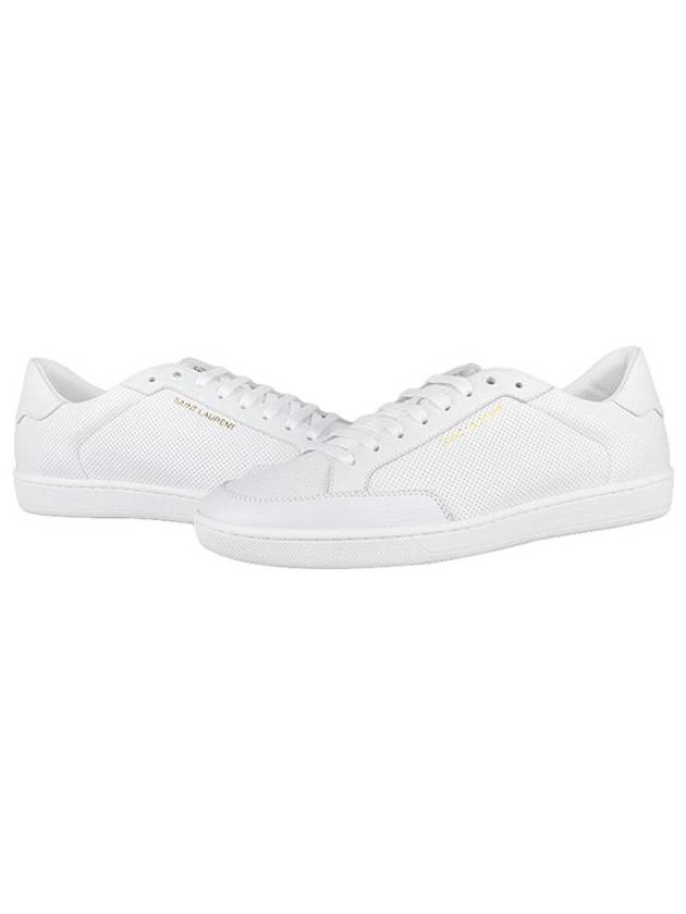 Luxury Saint Laurent Court Classic Perforated Leather Low Top Sneakers White