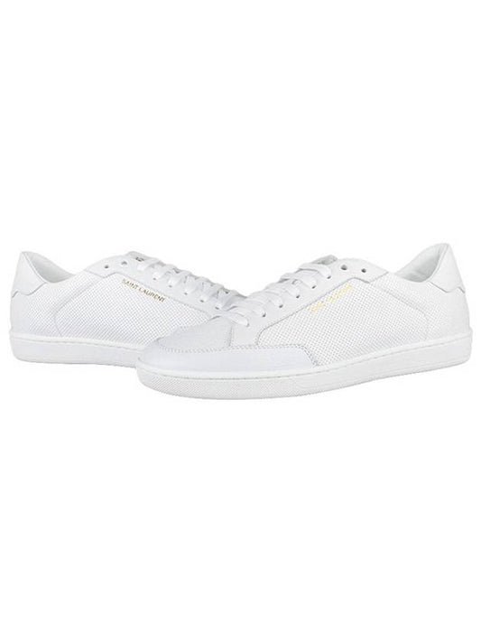 Luxury Saint Laurent Court Classic Perforated Leather Low Top Sneakers White