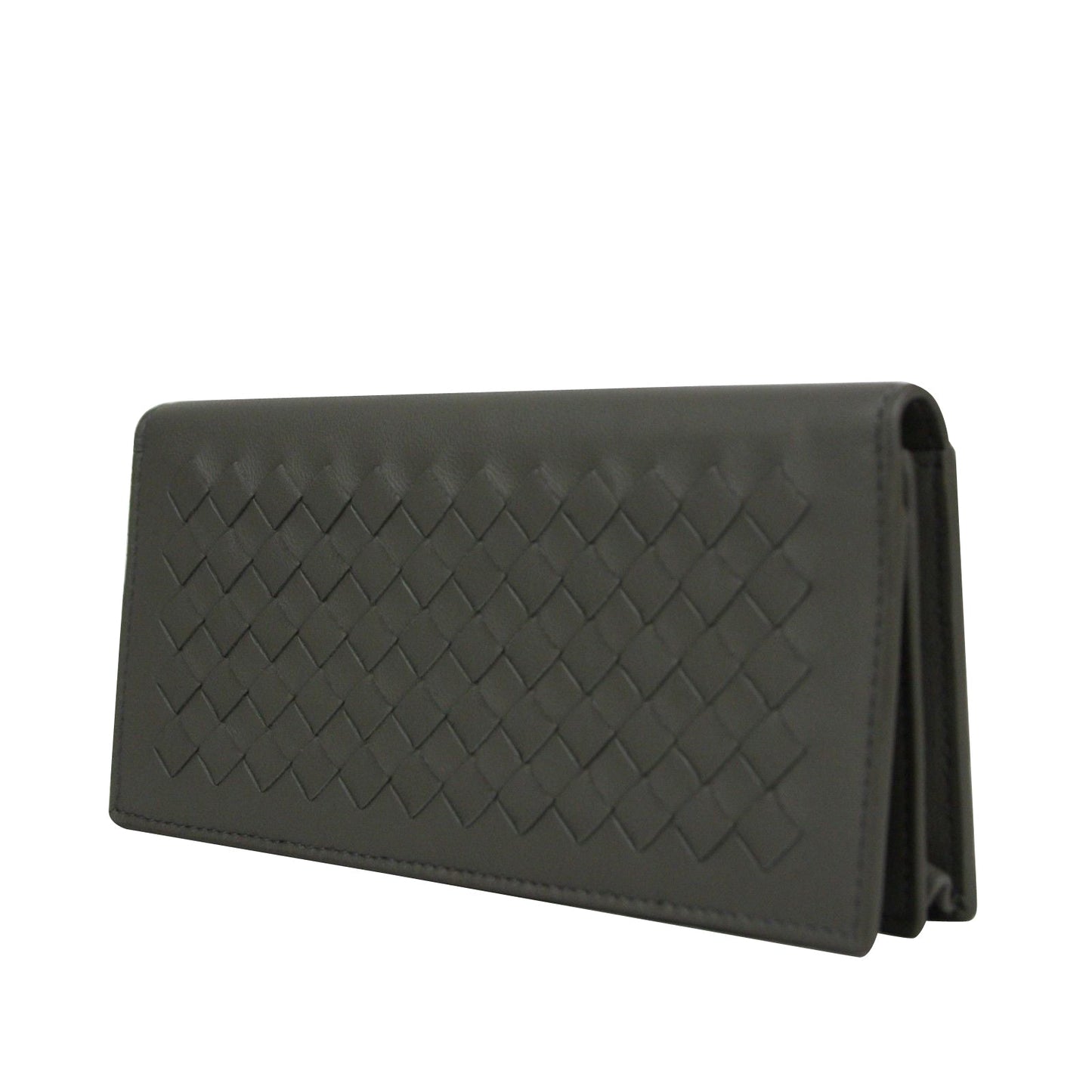 Luxury Bottega Veneta Men's Intercciaco Leather Woven Long Bifold Wallet