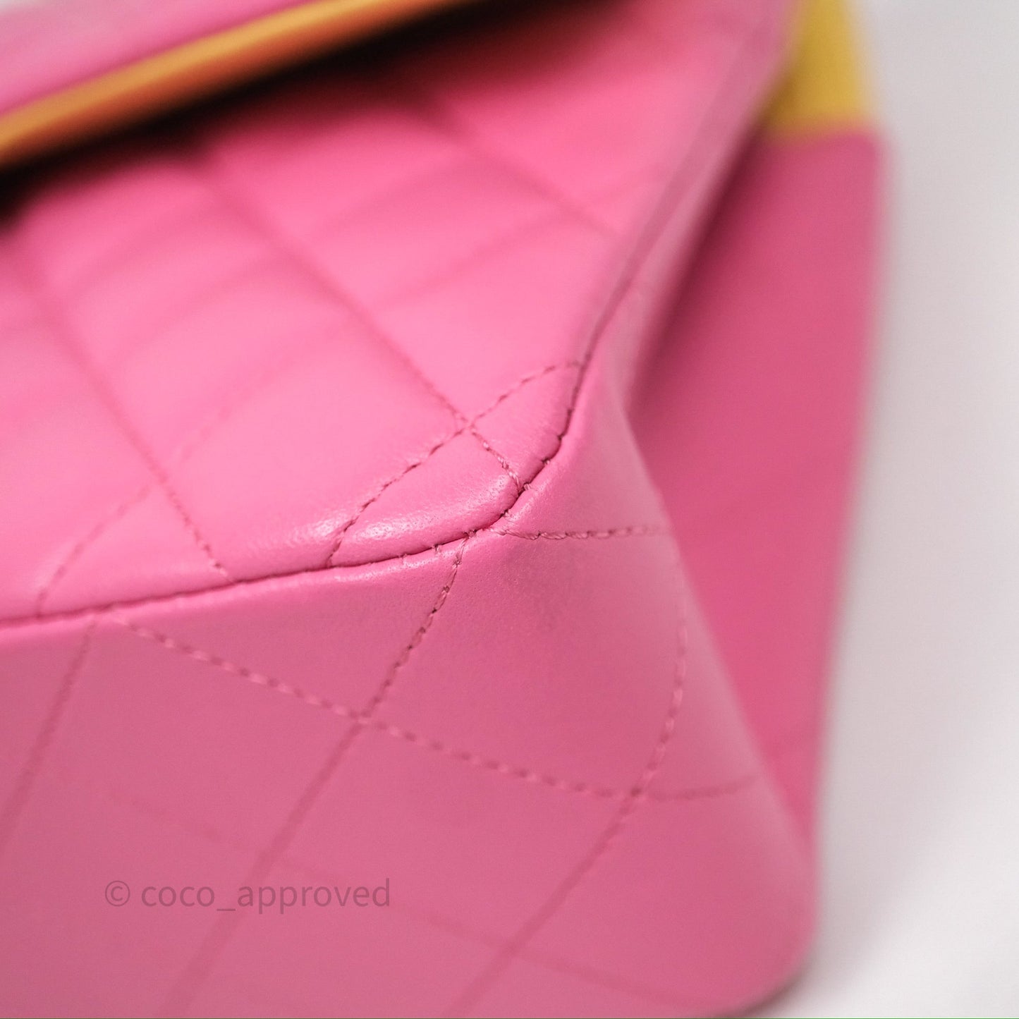 Chanel Small Classic Flap Quilted Pink Lambskin Rainbow Hardware