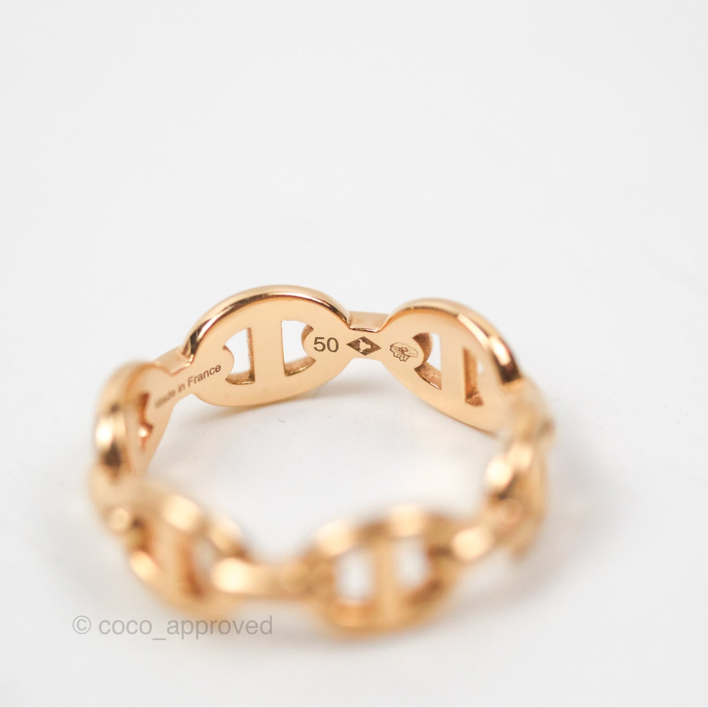 Hermès Chaine d'Ancre Enchainee Band Ring PM Rose Gold Size 50