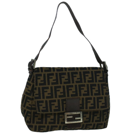 Luxury FendiZucca Canvas Mamma Baguette Shoulder Bag Brown Black56073