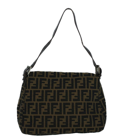 Luxury FendiZucca Canvas Mamma Baguette Shoulder Bag Brown Black56073