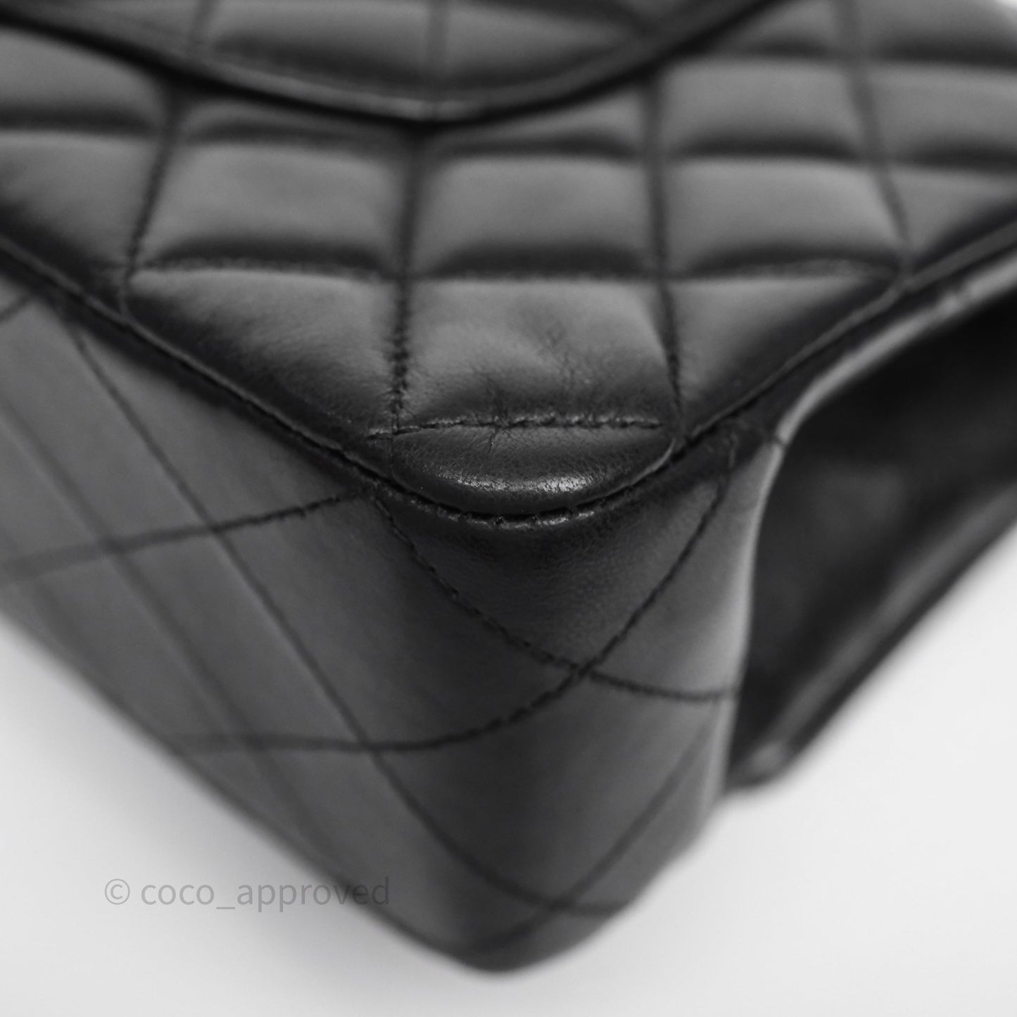 Chanel Classic M/L Medium Flap Quilted Black Lambskin Silver Hardware