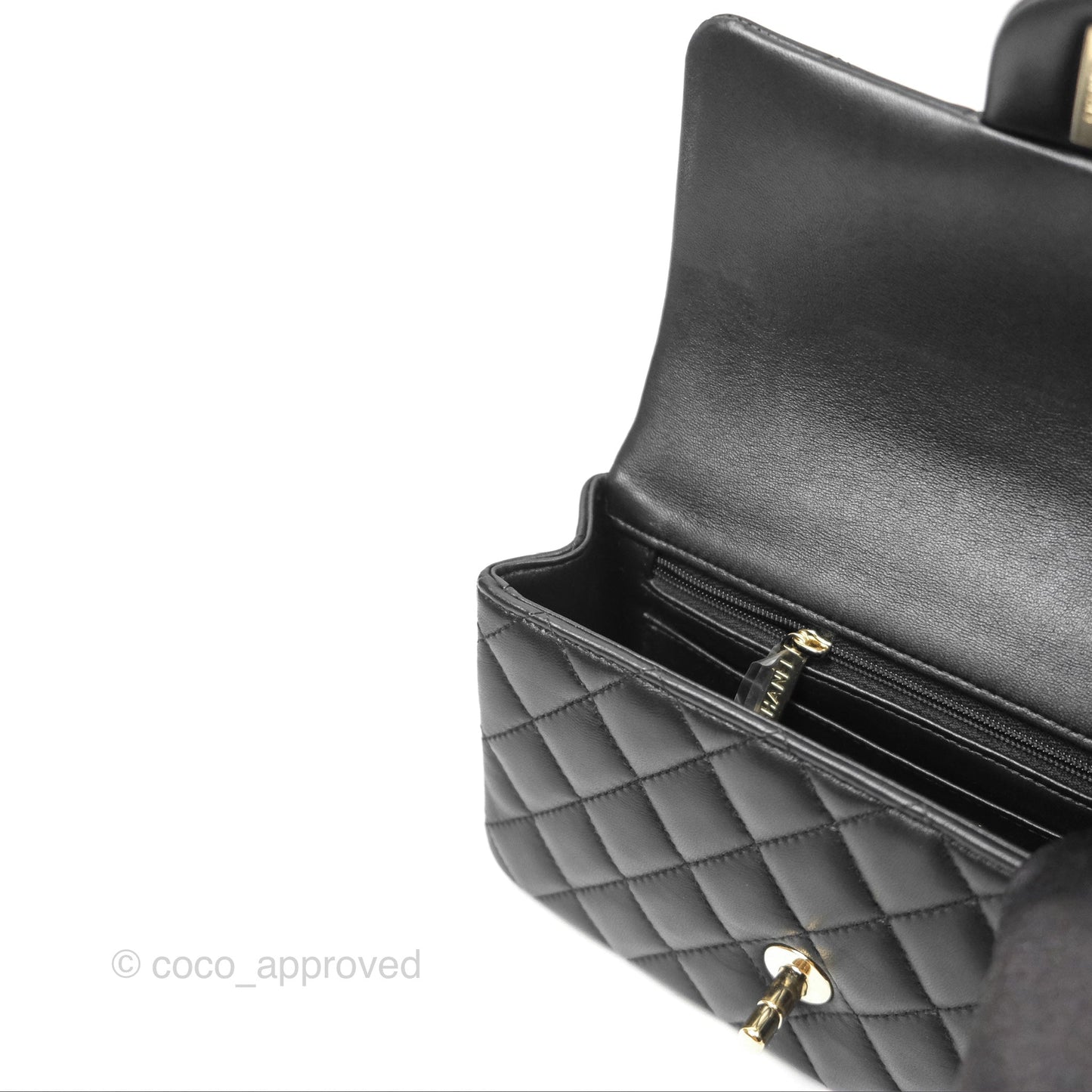 Chanel Top Handle Mini Rectangular Flap Bag Black Lambskin Gold Hardware