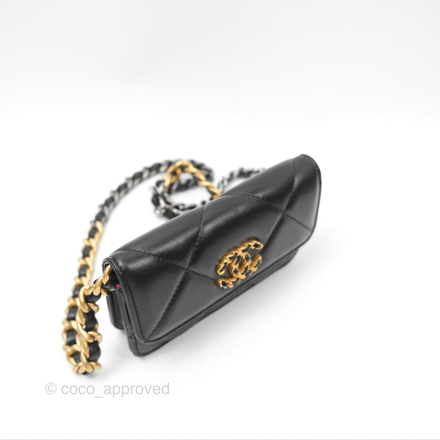 Chanel 19 Clutch With Chain Black Lambskin Mixed Hardware