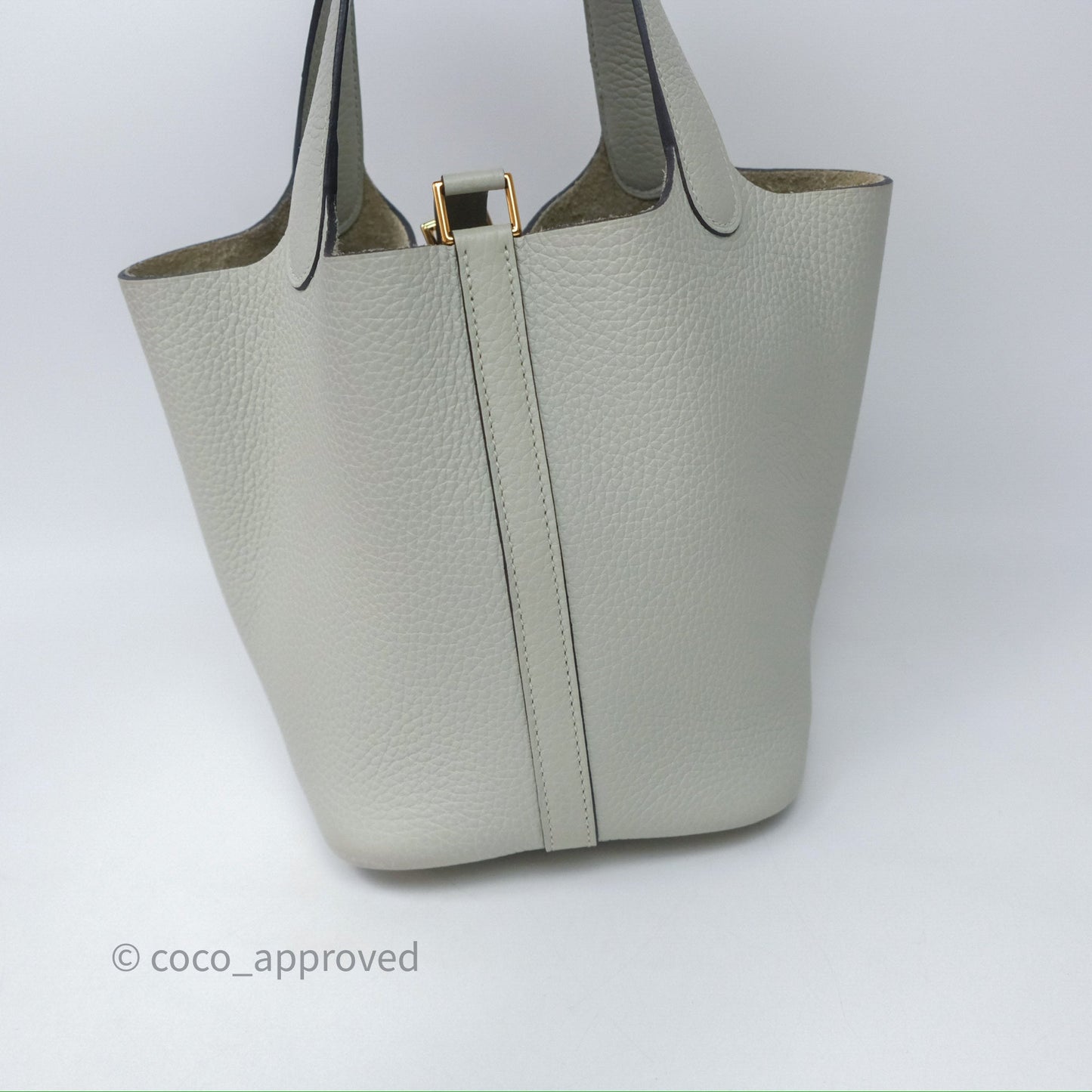 Hermès Picotin Lock 18 Gris Névé 0V Clemence Gold Hardware