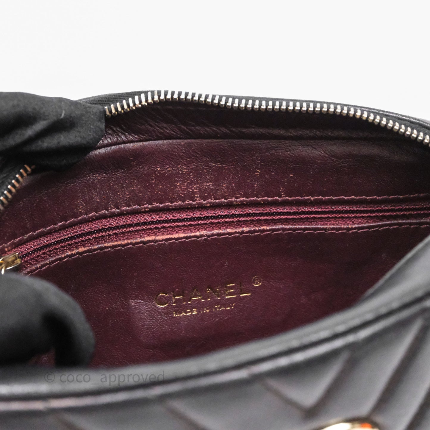 Chanel Chevron Camera Bag Black Lambskin Gold Hardware